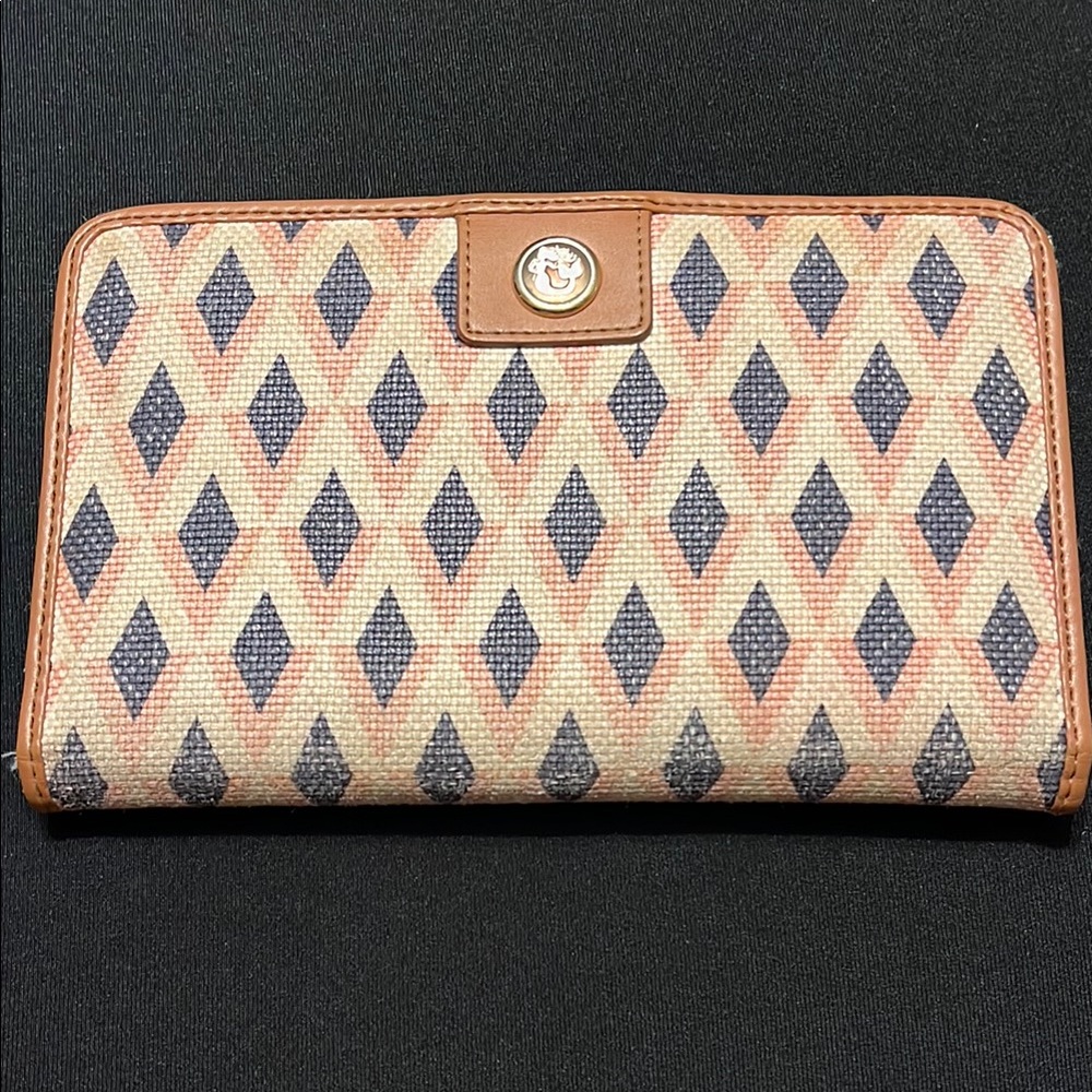 Spartina Genuine Leather Geometric Patterned Tan and Black Women's Wallet